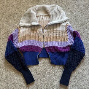 Aerie Cropped Zip Up Sweater